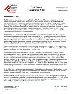 CV for Neil Broom Expert Witness in Computer Forensics Investigations in San Diego California